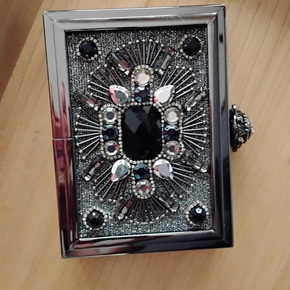 ALDO-Elegant Black and silver Embellished Clutch